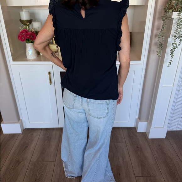 Navy Blue Ruffled Sleeved Top - Picture 4 of 6